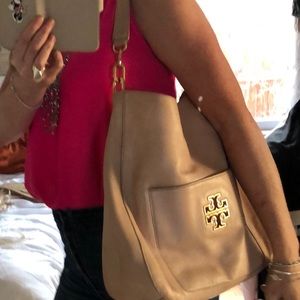 Tory Burch Large Light Peach Hobo Handbag